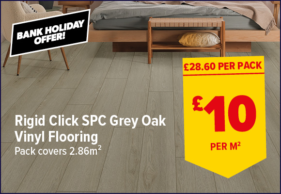 RIGID CLICK SPC VINYL FLOORING GREY OAK 2.86m2