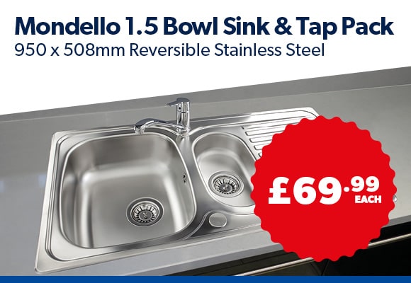 Reginox Mondello 1.5 Bowl Stainless Steel Sink & Tap Pack