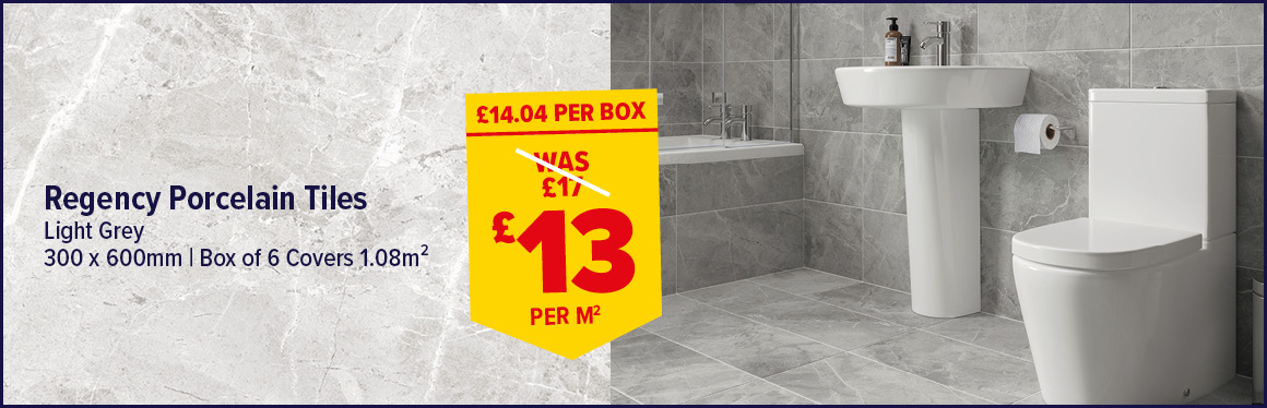 REGENCY PORCELAIN TILE LIGHT GREY 300x600 
