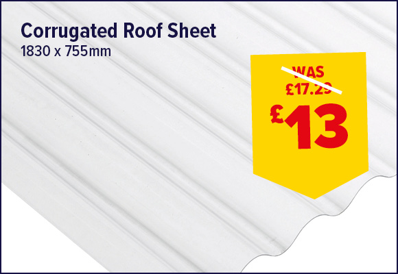 PVC Corrugated Roof Sheet Clear Light Weight 1830 x 755mm