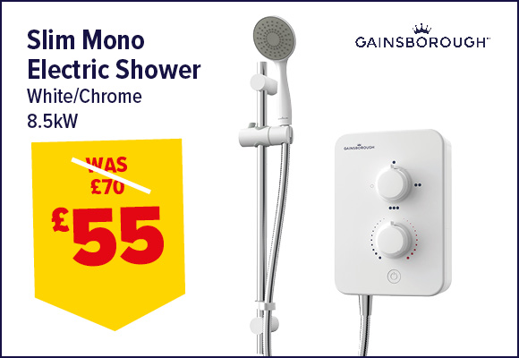 Gainsborough Slim Mono White & Chrome Electric Shower 8.5kW