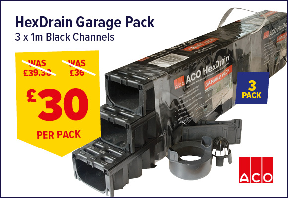 ACO HexDrain Garage Pack 3 x 1m Channels