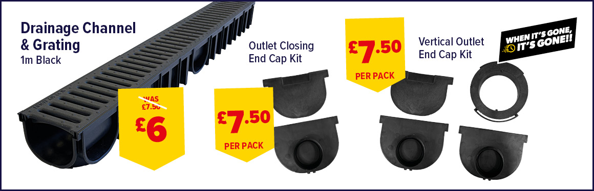 H90 Black Plastic Channel Drain Channel & Outlets