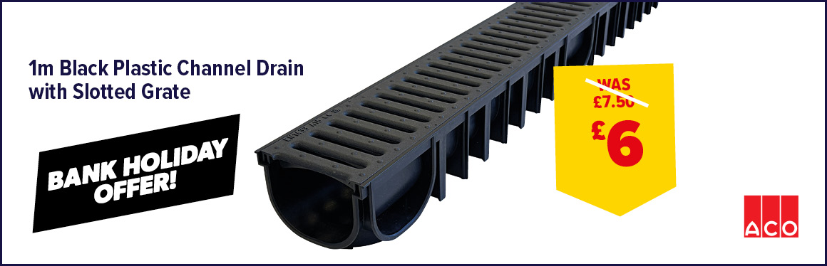 Black Plastic Channel Drain with Slotted Grate