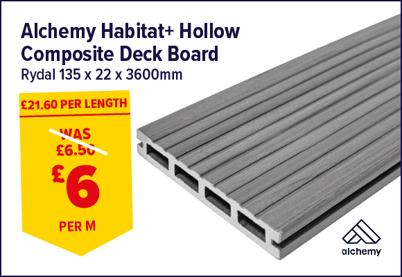 Alchemy Habitat+ Wood Plastic Composite Deck Board Rydal 22 x 135 x 3600mm