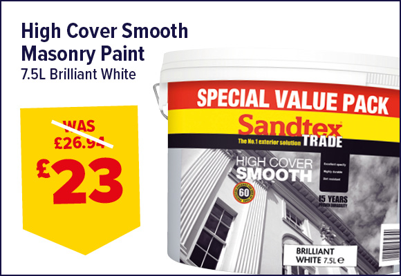 Sandtex Trade High Cover Smooth Masonry Paint Brilliant White 7.5L
