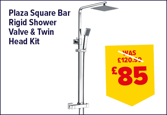 Plaza Square Bar Rigid shower Valve & Twin Head Kit