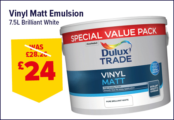 Dulux Trade Vinyl Matt Emulsion Brilliant White 7.5L