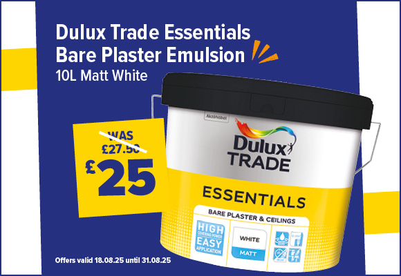 Dulux Trade Essentials Bare Plaster Matt White Emulsion 10L
