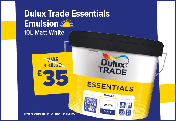 Dulux Trade Essentials Walls Matt White Emulsion 10L