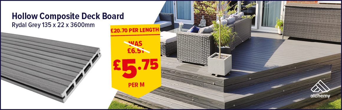 Hollow Composite Deck Board Rydal Grey 22 x 135 x 3600mm