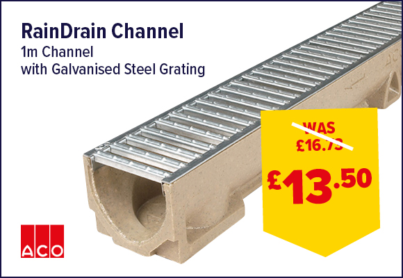 ACO RainDrain 1m Channel with Galvanised Steel Grating