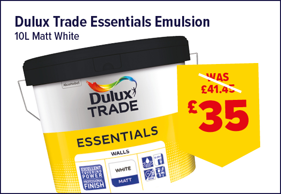 Dulux Trade Essentials Walls Matt White Emulsion 10L