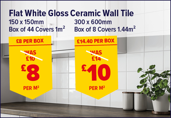 Flat Gloss White Ceramic Wall Tiles