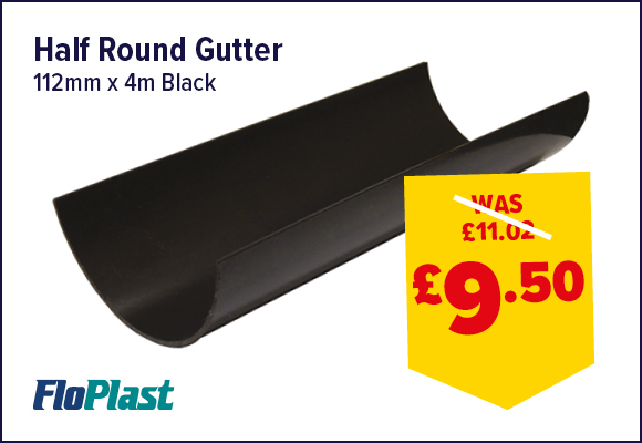 FloPlast Black Half Round Gutter 112mm x 4m