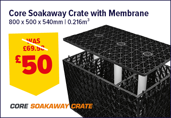 Core Water Soakaway Crate With Membrane 800 x 500 x 540mm 0.216m³