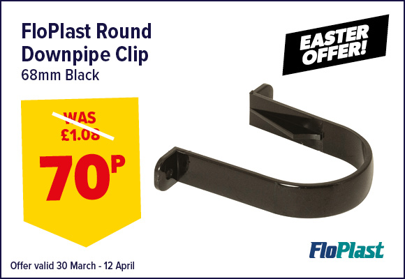FloPlast Black 68mm Round Downpipe Clip