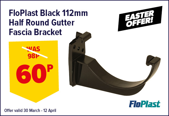 FloPlast Black 112mm Half Round Gutter Fascia Bracket