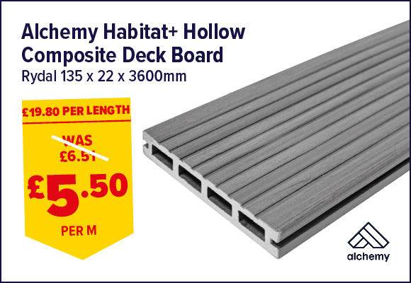 Alchemy Habitat+ Wood Plastic Composite Deck Board Rydal 22 x 135 x 3600mm