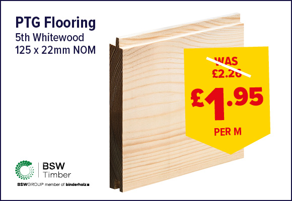 PTG Flooring 5th Whitewood 125 x 22mm NOM PEFC