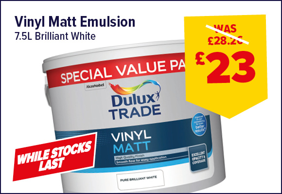 Dulux Trade Vinyl Matt Emulsion Brilliant White 7.5L