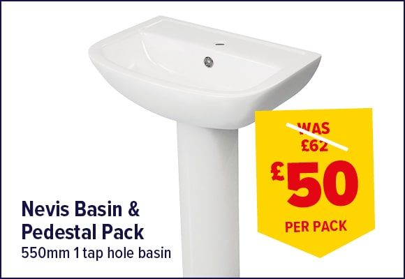 Nevis 1 Tap Hole 550mm Basin & Pedestal Pack