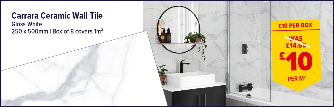 Carrara Gloss White Ceramic Wall Tile