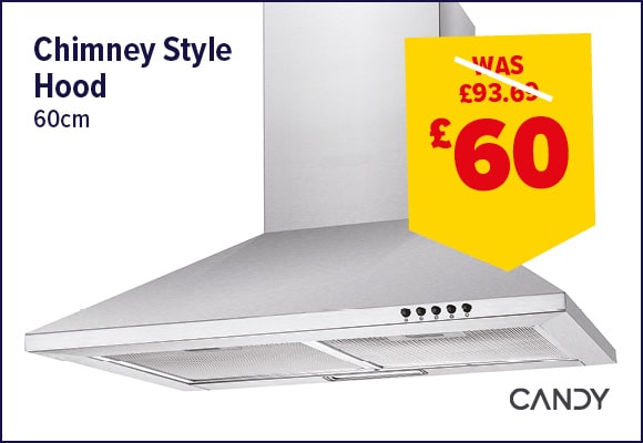 Candy 60cm Stainless Steel Chimney Style Cooker Hood