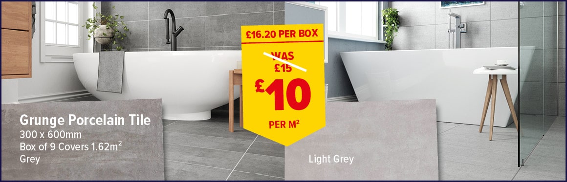 Grunge Matt Porcelain Floor & Wall Tiles 300 x 600mm