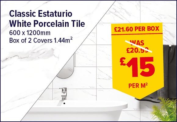 Classic Estaturio Porcelain Tile White 600 x 1200mm
