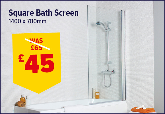 K-Vit Koncept Chrome Square Edge Bath Screen 1400 x 780mm