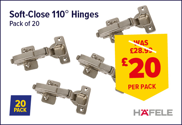 Hafele Clip On Soft Close Hinges Pack of 20