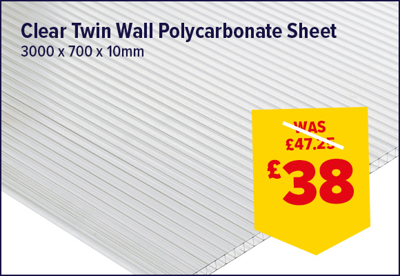 Twin Wall Polycarbonate Roofing Sheet 3000 x 700 x 10mm