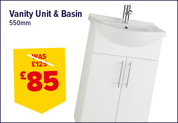 K-Vit White 550mm Bathroom Vanity Unit & Basin