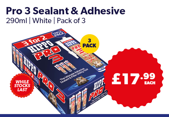 Hippo Pro 3 Sealant & Adhesive White Pack of 3