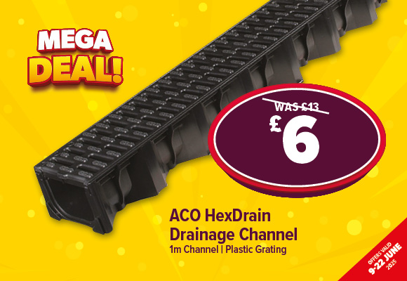 ACO HexDrain 1m Channel with Black Plastic Grating