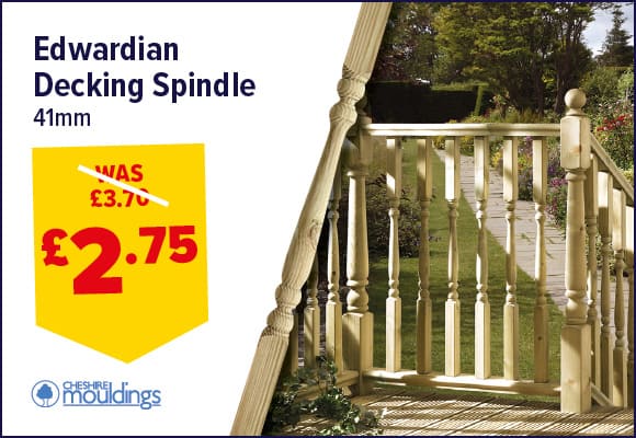 Decking Treated Edwardian Turned Spindle 41 x 41 x 895mm PEFC