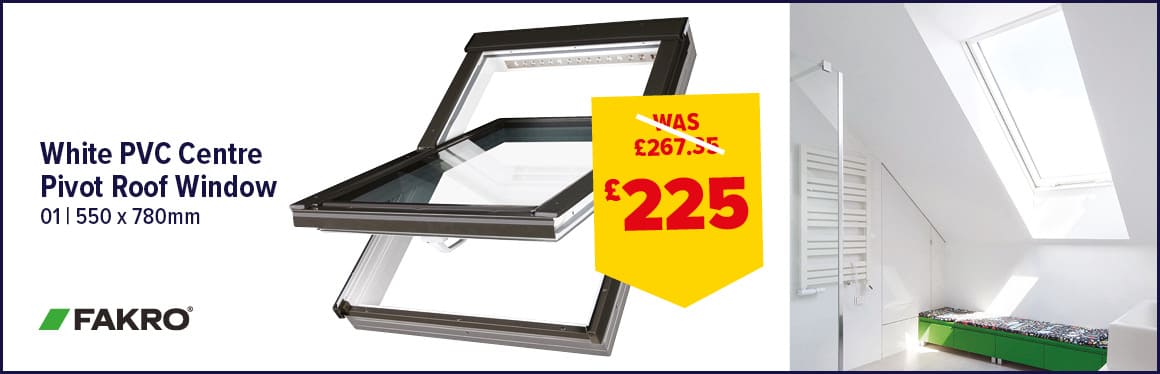 Fakro 01 White PVC Centre Pivot Roof Window 550 x 780mm (PTP-V P2)