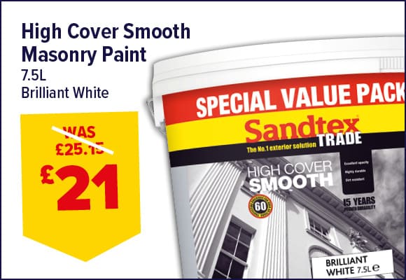 Sandtex Trade High Cover Smooth Masonry Paint Brilliant White 7.5L