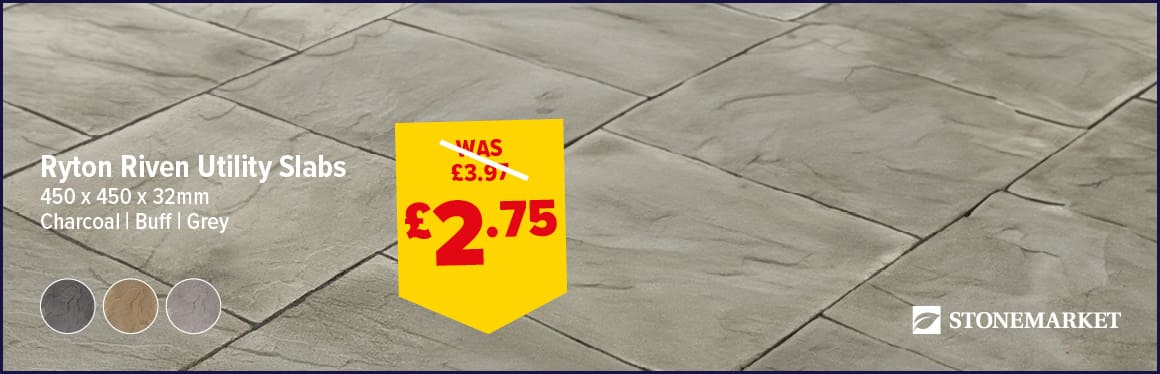 Stonemarket Ryton Riven Utility Slabs 450 x 450 x 32mm