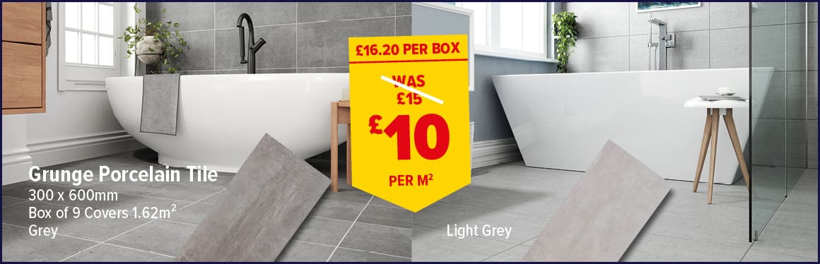 Grunge Matt Porcelain Floor & Wall Tiles 300 x 600mm