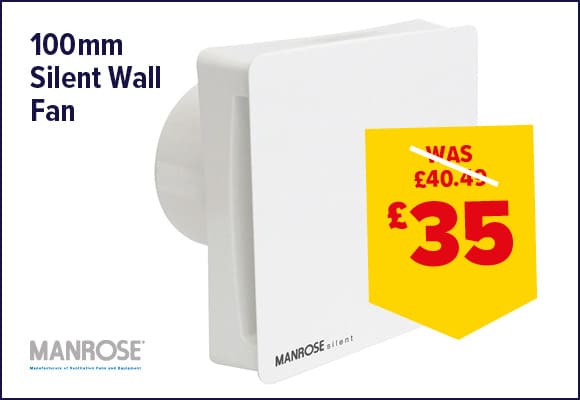 Manrose 100mm Silent Wall Fan Standard Model