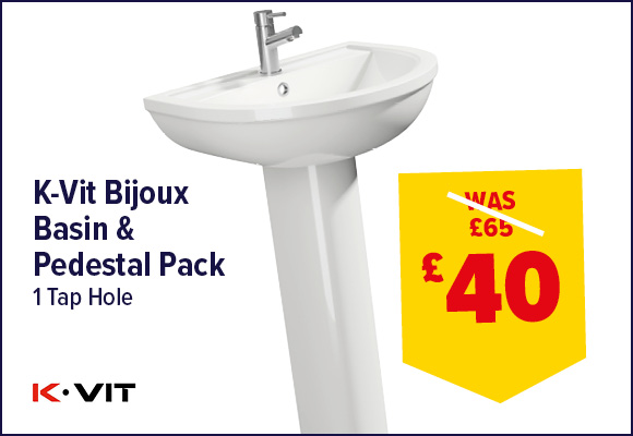 K-Vit Bijoux 1 Tap Hole 547mm Basin & Pedestal Pack