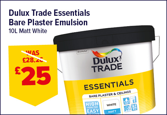 Dulux Trade Essentials Bare Plaster & Ceilings Matt White Emulsion 10L