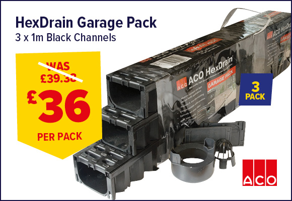 ACO HexDrain Garage Pack 3 x 1m Channels