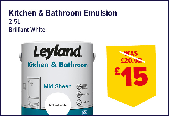 Leyland Kitchen & Bathroom Paint Brilliant White 2.5L