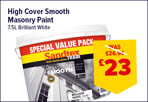 Sandtex Trade High Cover Smooth Masonry Paint Brilliant White 7.5L