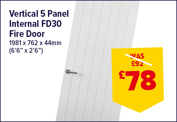 Vertical 5 Panel Textured Internal Fire Door FD30 1981 x 762 x 44mm (6'6