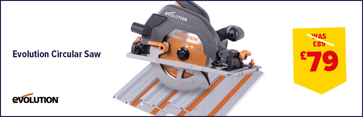 Evolution 185mm Circular Saw with 1020mm 3-Piece Mini Track