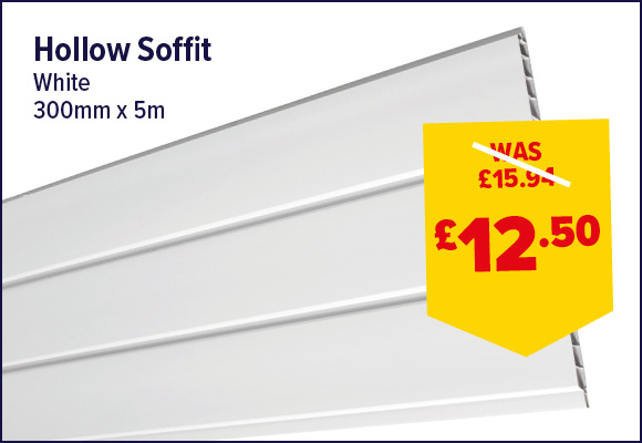 Hollow Soffit Board White 300mm x 5m